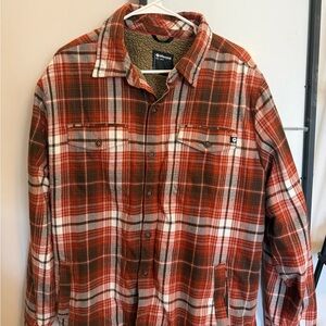 Marmot Orange and Brown Plaid Flannel Shirt